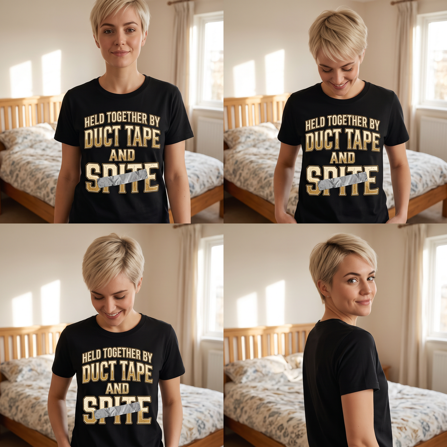 Held Together by Duct Tape and Spite T-Shirt — Funny DIY Fixes Tee